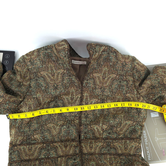 Vintage Twee Coldwater Creek Tweed Woven Art Tapestry Bolero Blazer Jacket 12 - Picture 14 of 16